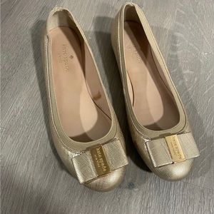 Kate Spade Gold Flats with Bow